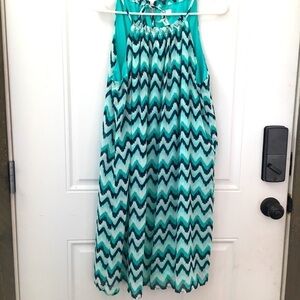 TACERA Chevron Blue Large Sleeveless Womens Dress